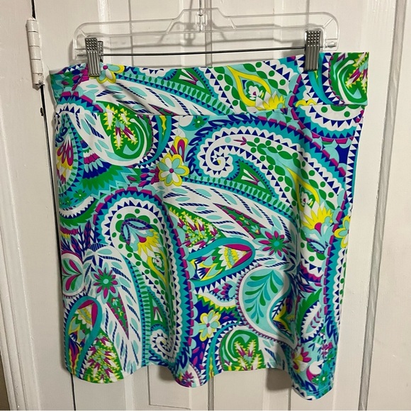 Jude Connally Blue Green Paisley Skort Skirt Built In Shorts XL H2 - Picture 2 of 8